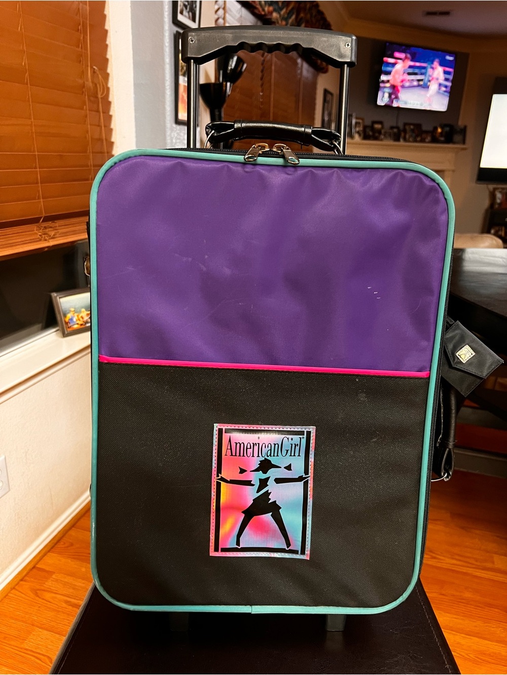 American Girl Doll Luggage Rolling Carry-On Bag Address Tag adjustable handle